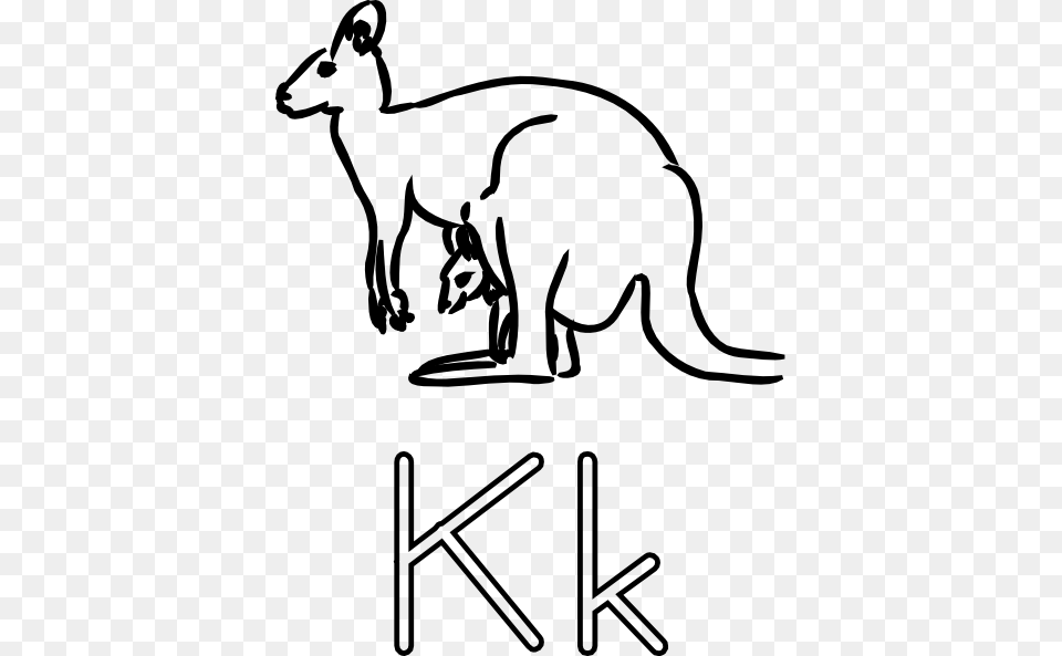 Clipart Letter K Outline, Animal, Mammal, Kangaroo Png