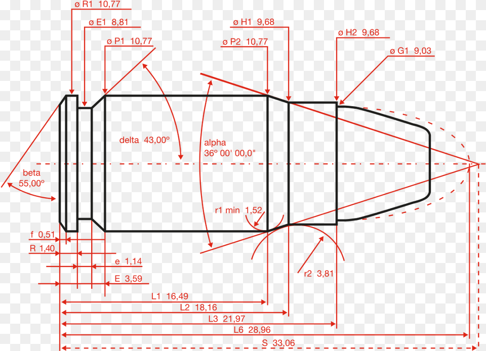 Clipart Library Mm Drawing At Getdrawings Com 357 Sig Bullet Dimensions, Cad Diagram, Diagram Free Png