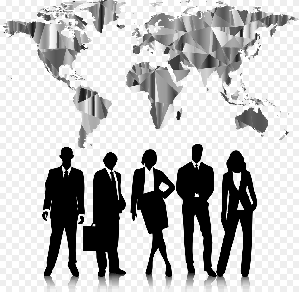 Clipart Low Poly World Map Big Image Silhouette Business People, Adult, Bride, Female, Person Free Transparent Png