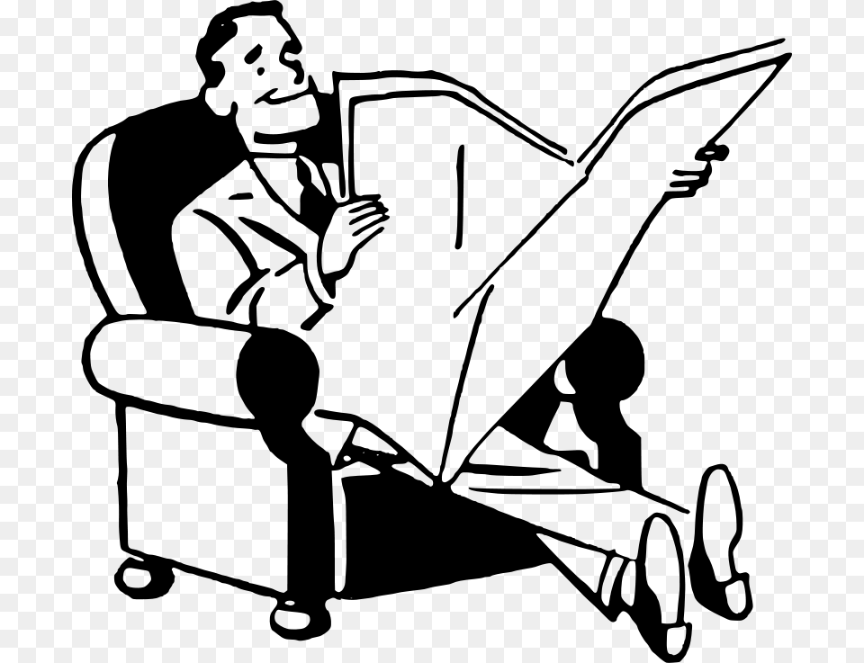 Clipart Man Reading Newspaper Liftarn, Gray Png Image