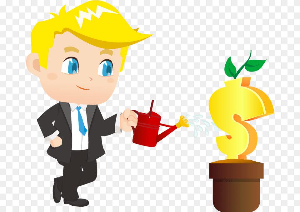 Clipart Man With Money Eyes Svg Business Man Watering A Money Plant, Baby, Person, Head, Face Free Png