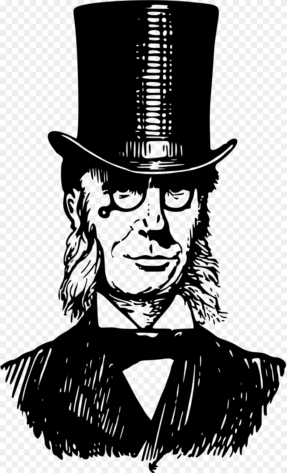 Clipart Man With Top Hat, Gray Free Png Download