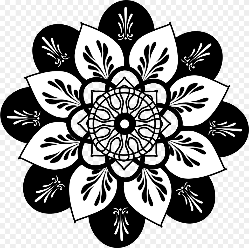 Clipart Mandala Mandala Black And White, Art, Floral Design, Graphics, Pattern Png