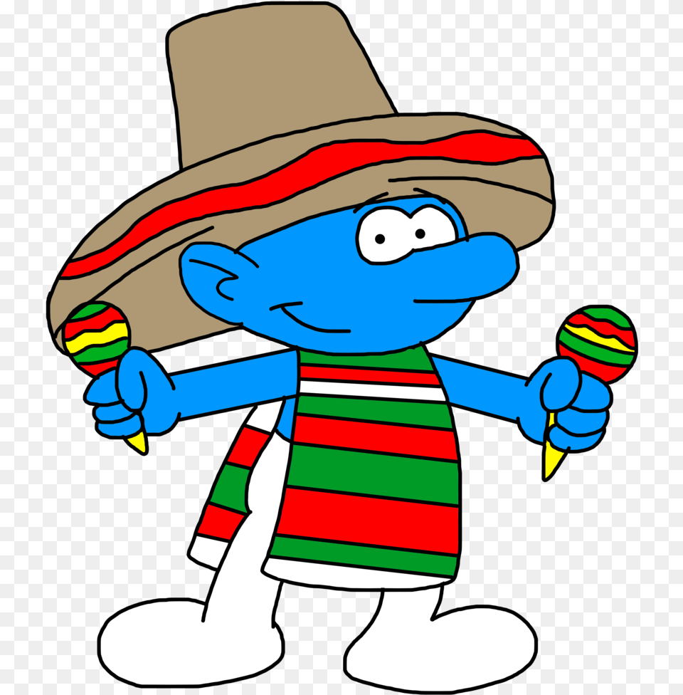Clipart Mustache Poncho Mexican Mexican Smurf, Clothing, Hat, Baby, Person Free Png