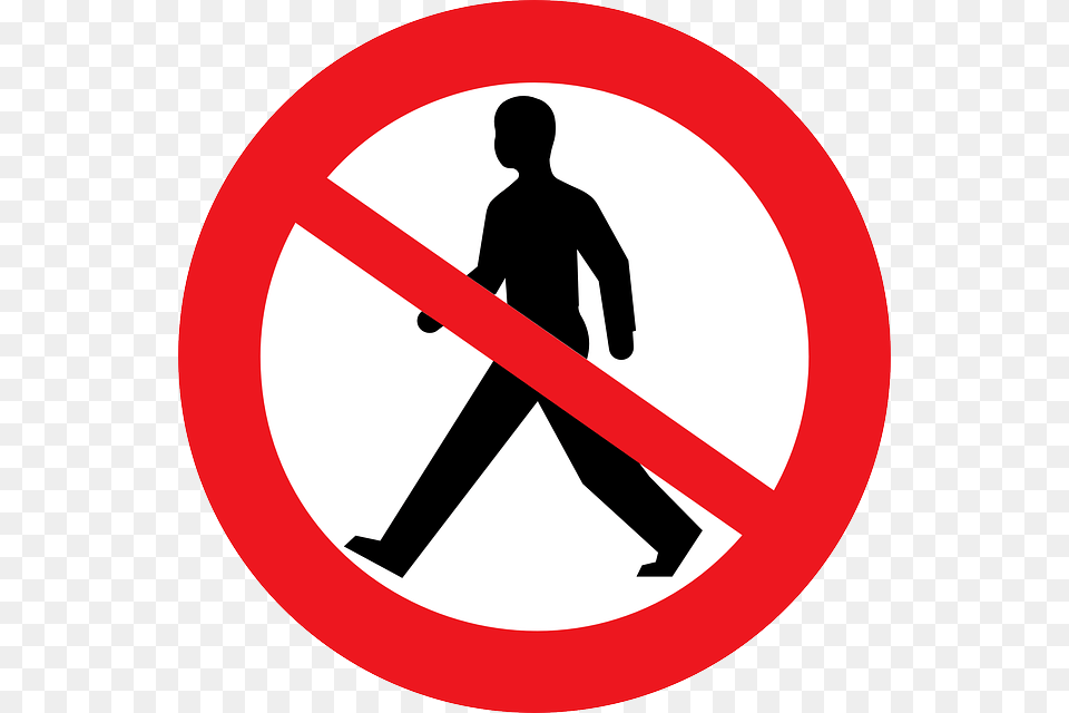 Clipart No Walking, Sign, Symbol, Road Sign, Adult Free Png Download