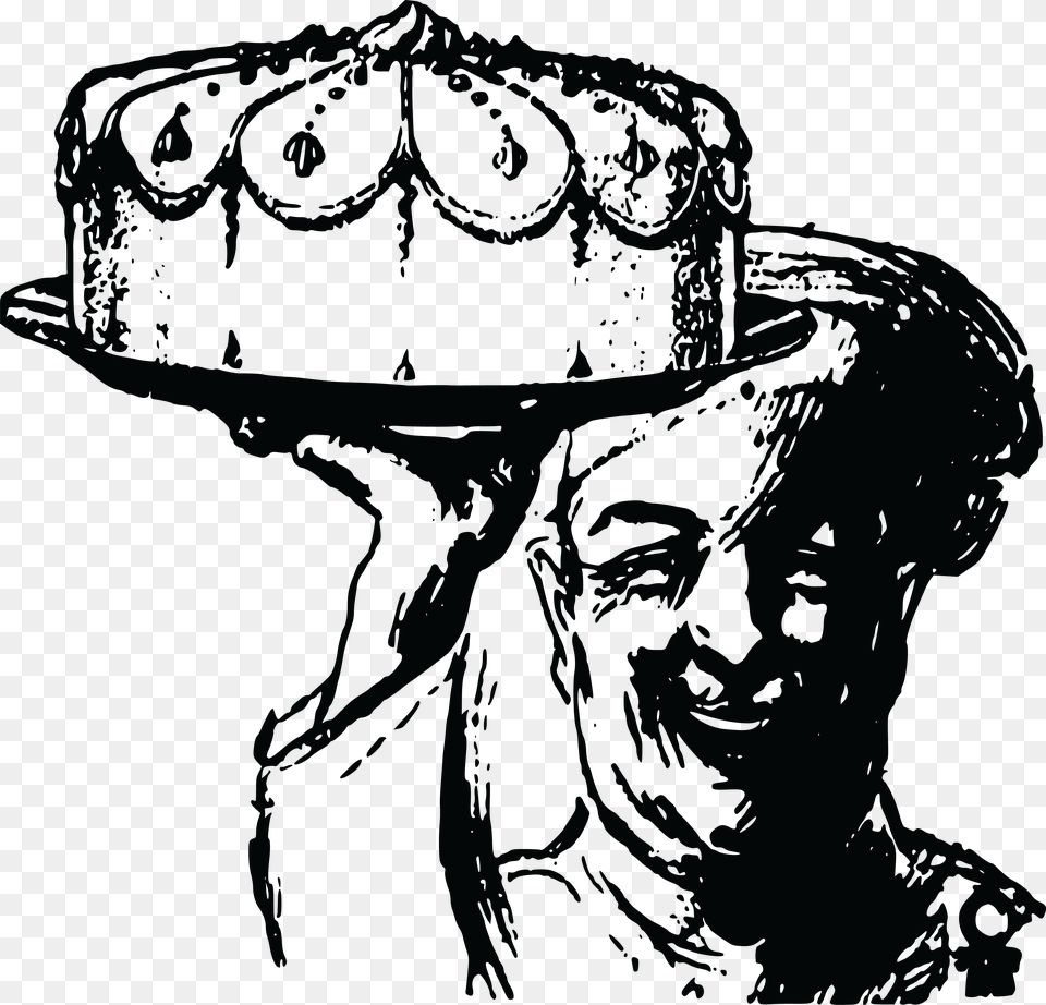 Clipart Of A Baker Holding Up A Cake, Art, Drawing Png