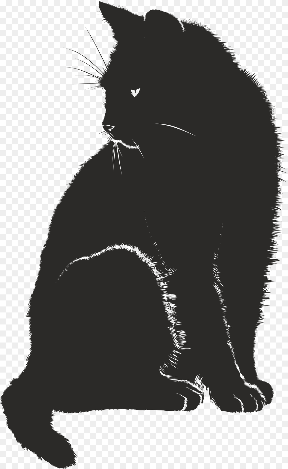 Clipart Of A Black And White Sitting Cat Black Cat Graphic, Animal, Mammal, Pet, Baby Free Png