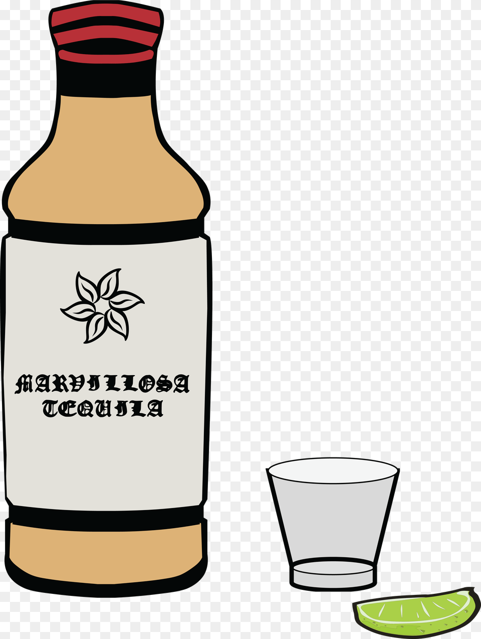 Clipart Of A Bottle Of Tequila Flower Clip Art, Alcohol, Beer, Beverage, Liquor Png