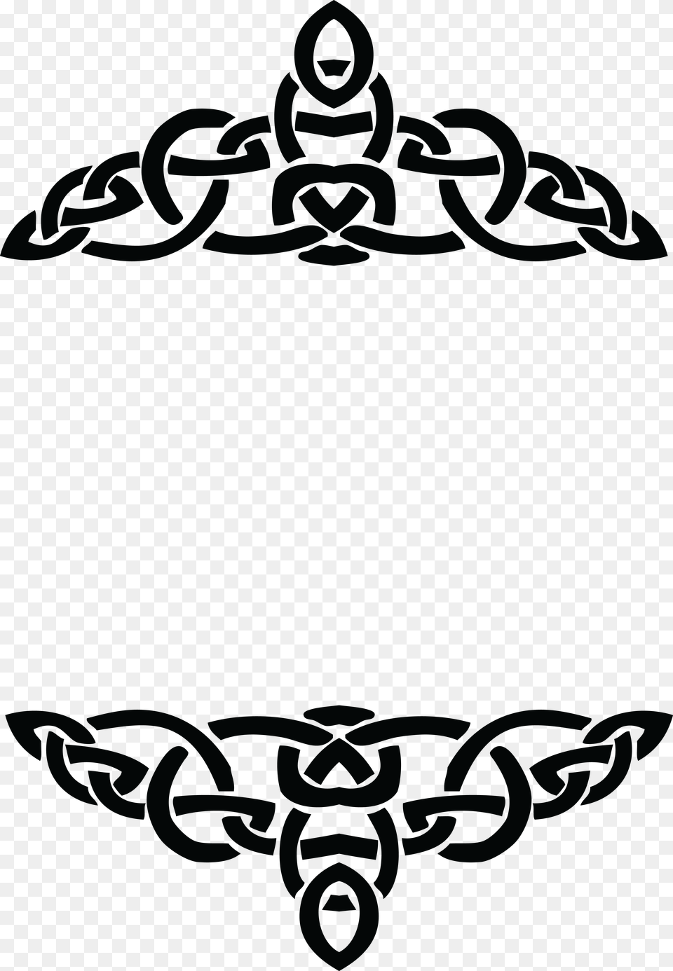 Clipart Of A Celtic Border Design Element In Black And White, Text, Symbol Free Transparent Png