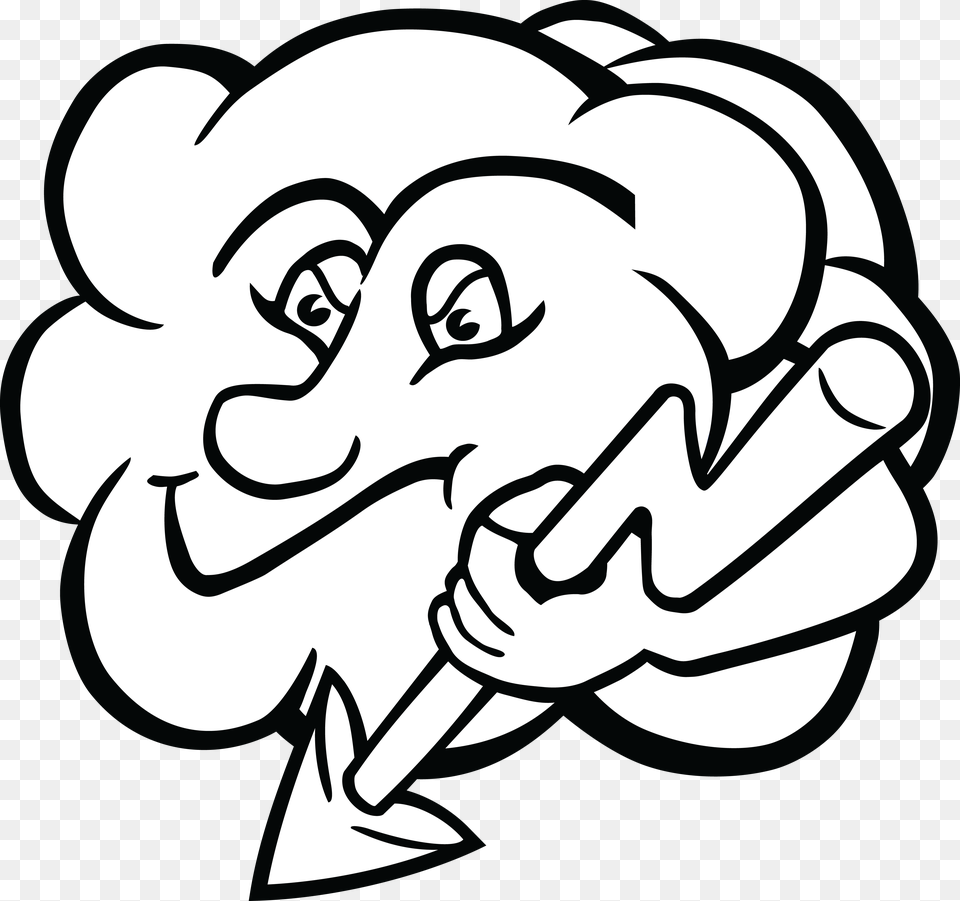 Clipart Of A Cloud Character Holding A Lightning Clip Art, Stencil, Baby, Person, Face Free Transparent Png