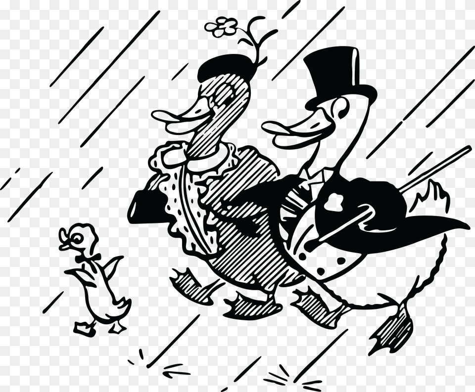 Clipart Of A Cute Duck Family In The Rain Clip Art, Blackboard, People, Person Free Transparent Png