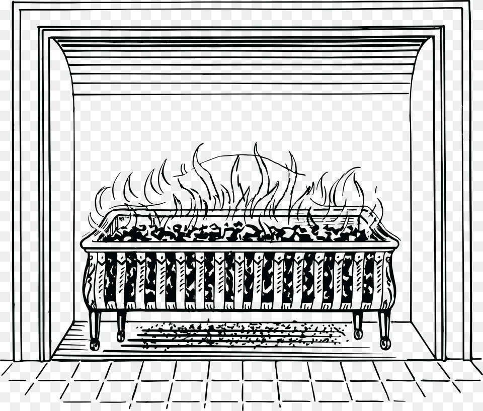 Clipart Of A Fireplace Fireplace Black And White, Indoors, Furniture, Hearth Free Transparent Png