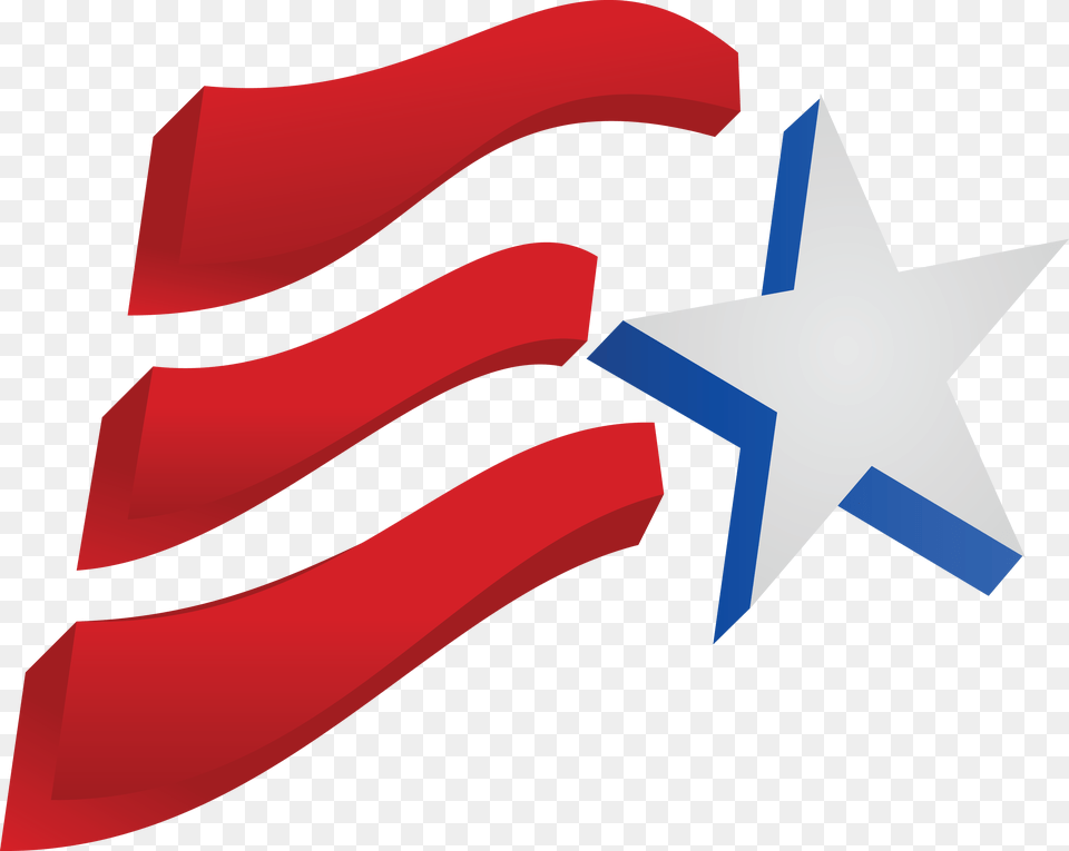 Clipart Of A Fourth Of July Star And American Flag, Star Symbol, Symbol, Cross Png Image
