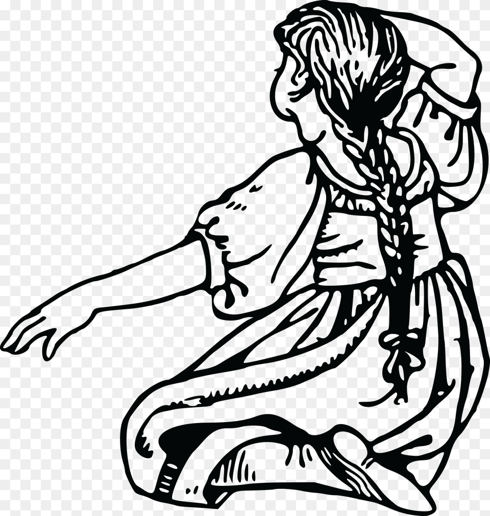 Clipart Of A Girl Dancing, Kneeling, Person Free Transparent Png
