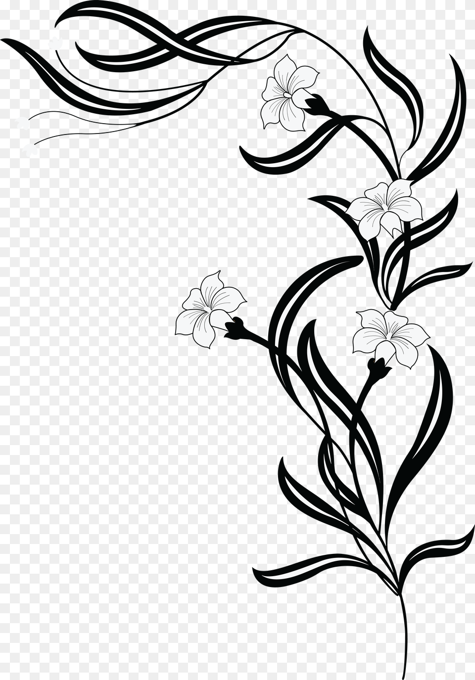 Clipart Of A Grayscale Floral Vine, Art, Floral Design, Graphics, Pattern Free Png