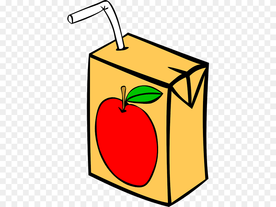 Clipart Of A Juice Box Winging, Apple, Produce, Plant, Fruit Png Image