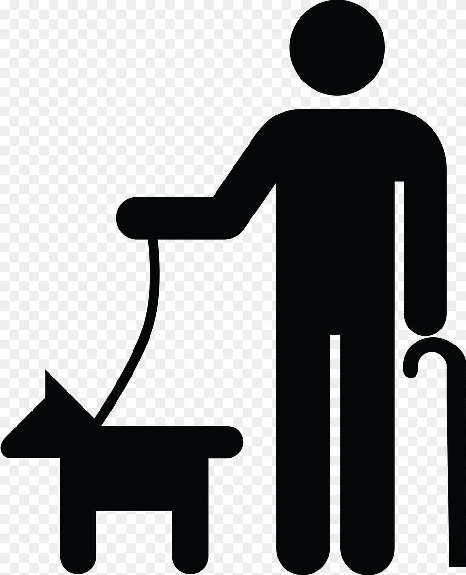 Clipart Of A Man With Disability Dog, Silhouette, Furniture, Cross, Symbol Png Image