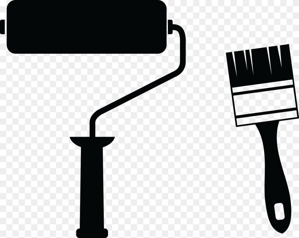 Clipart Of A Paint Roller And Brush, Device, Tool, Lighting Free Png