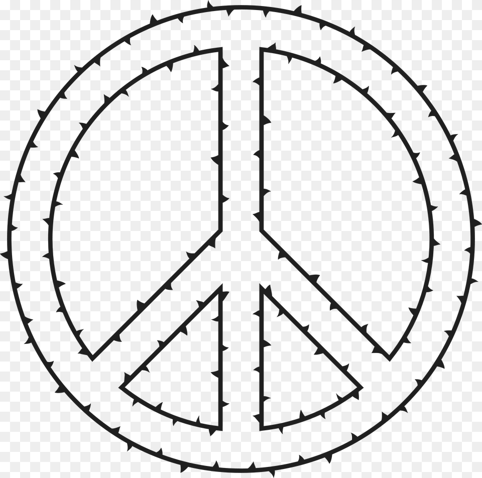 Clipart Of A Peace Symbol Made Of Thorns, Machine, Spoke, Vehicle, Transportation Free Png Download