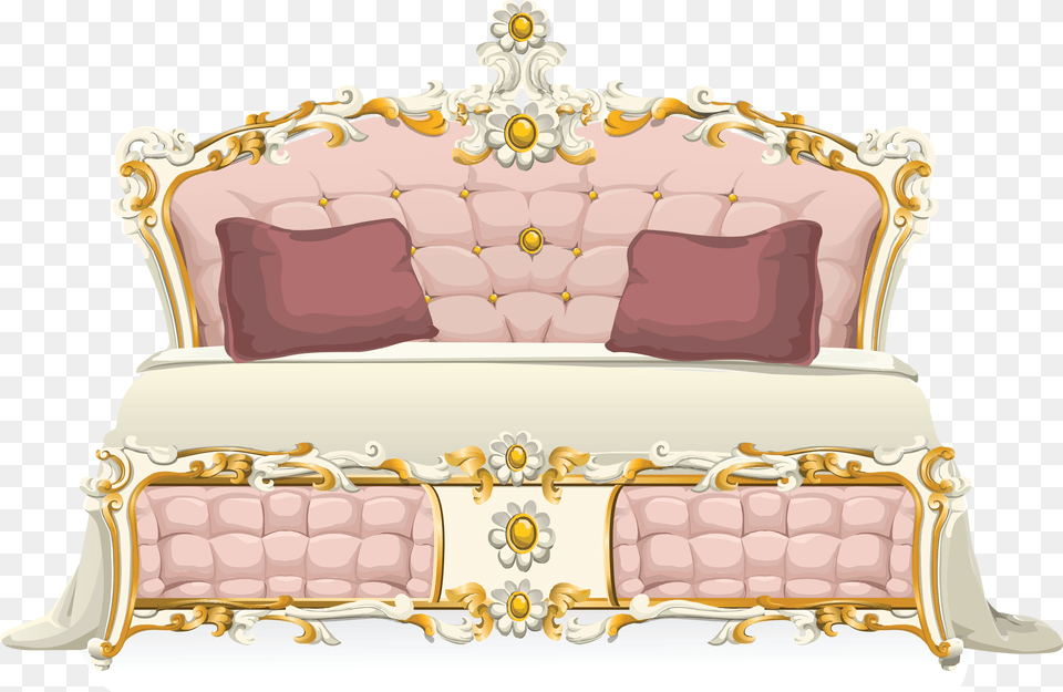 Clipart Of A Pink Baroque Bed Clipart Fancy Bed, Crib, Furniture, Infant Bed, Accessories Free Transparent Png