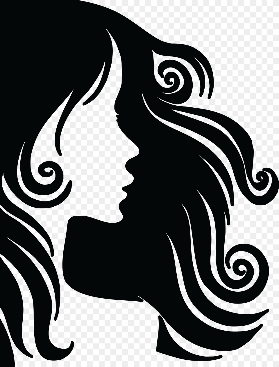 Clipart Of A Profiled Woman With Long Hair Journal, Adult, Male, Man, Person Free Transparent Png