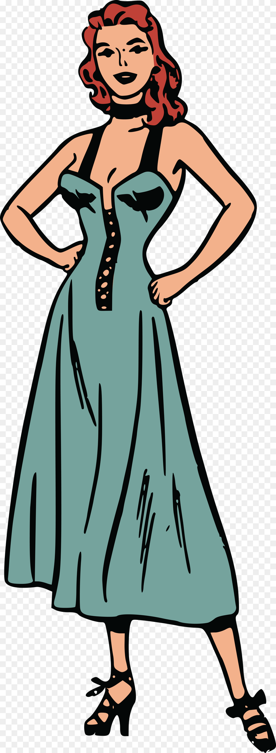 Clipart Of A Retro Woman, Clothing, Dress, Evening Dress, Fashion Png Image