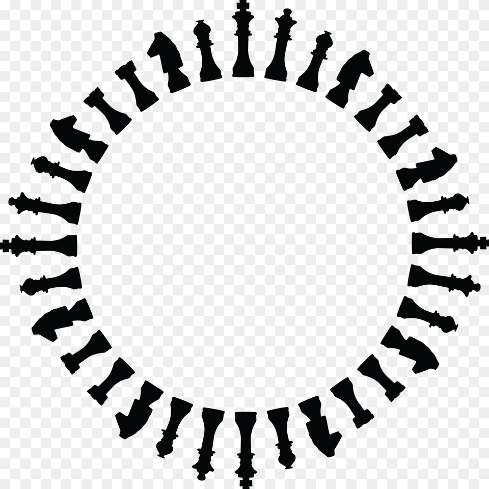 Clipart Of A Round Frame Of Chess Pieces In Black And White, Machine, Spoke, Astronomy, Moon Png