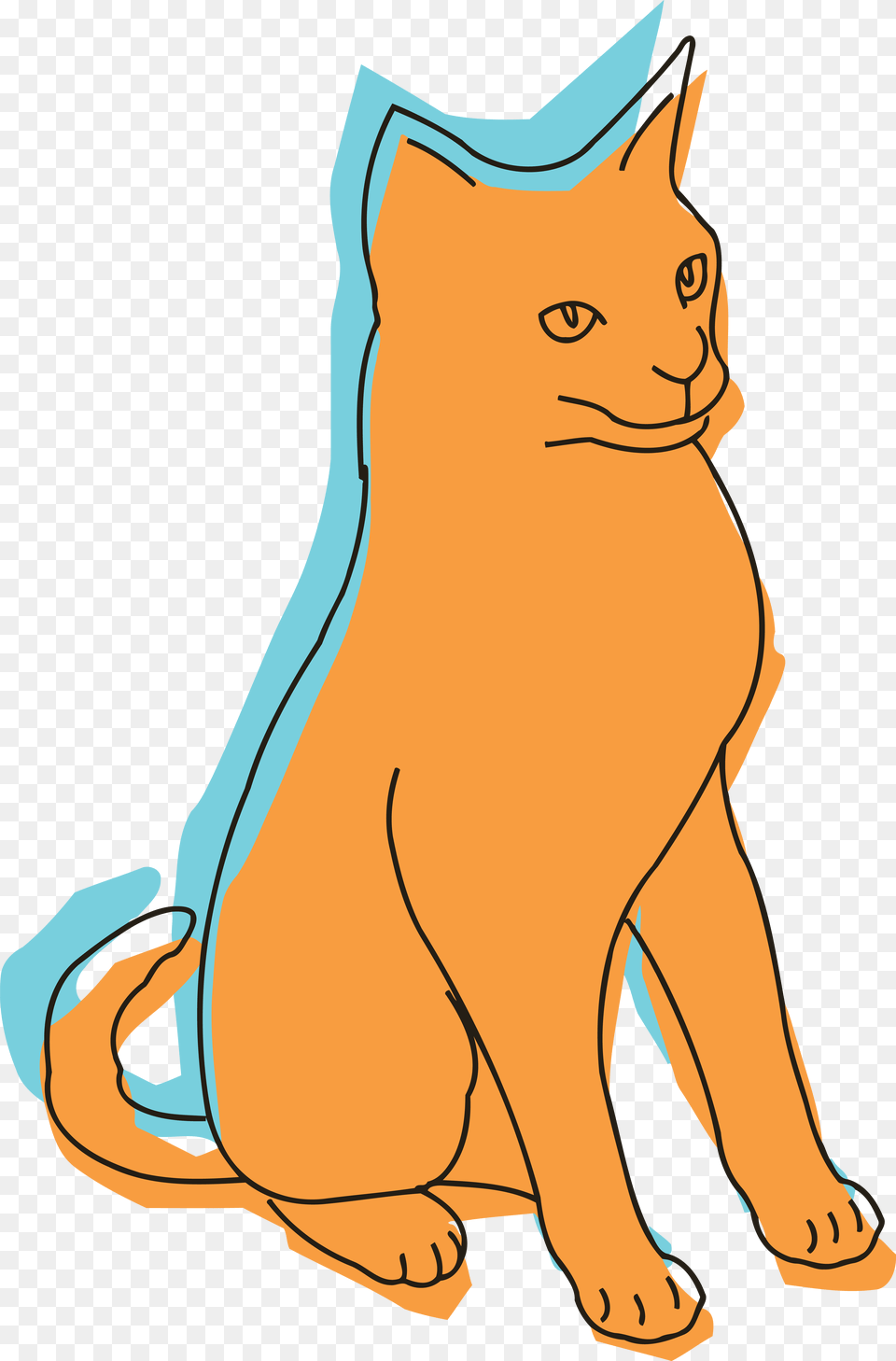 Clipart Of A Sitting Blue And Orange Cat, Animal, Mammal, Pet, Egyptian Cat Png Image