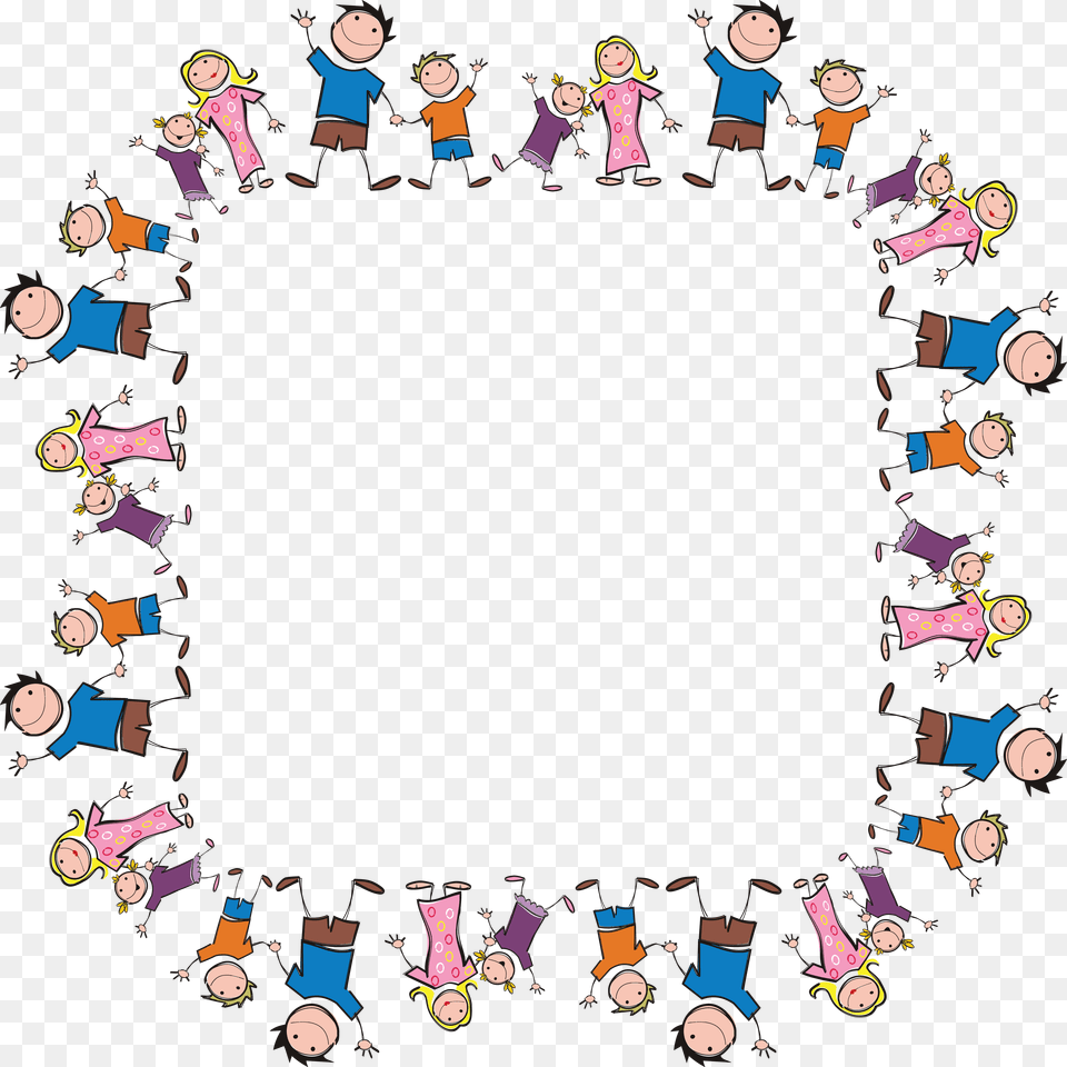 Clipart Of A Square Frame Made Of Stick Family Members, Person, Art, Collage, People Free Png