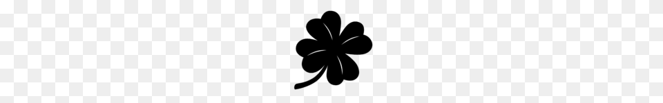 Clipart Of A St Paddys Day Solid Green Shamrock Four Leaf, Gray Free Png