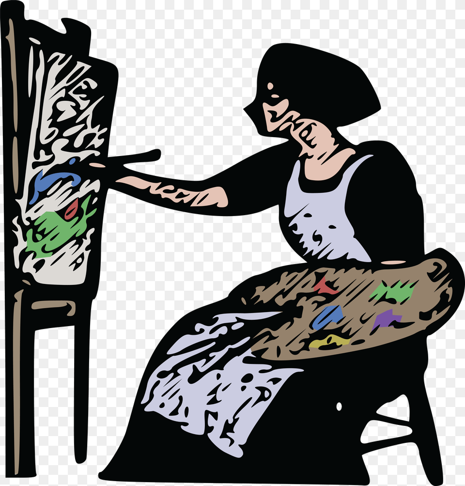 Clipart Of A Woman Piainting A Canvas, Art, Person, Painting, Paint Container Png