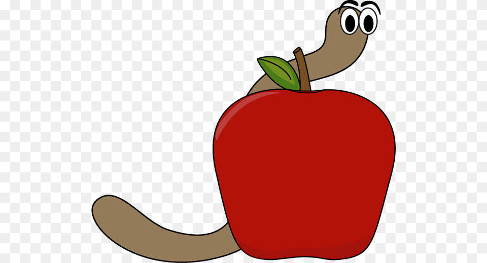 Clipart Of Apple April And Worm Mcintosh, Food, Fruit, Plant, Produce Free Png Download