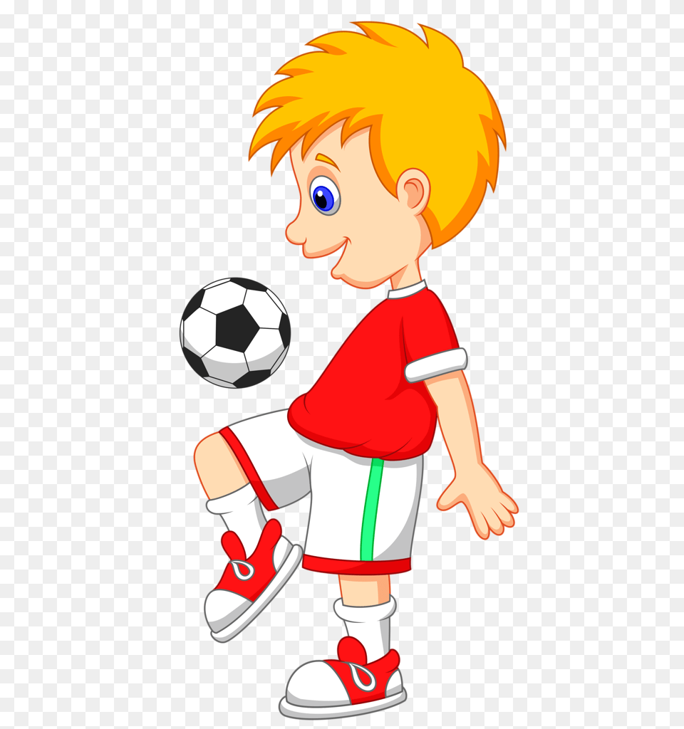 Clipart Of Boy Playing Football Cartoon Clip Art, Book, Comics, Publication, Baby Png Image