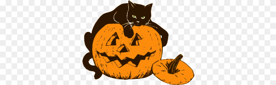 Clipart Of Children Decorating Their House For Halloween Halloween Cat, Festival, Person Free Png Download