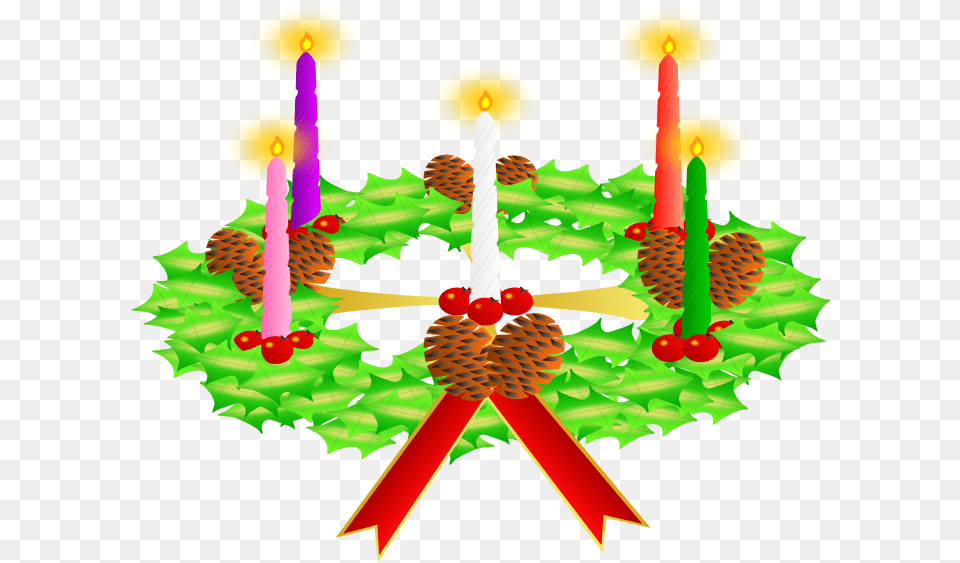 Clipart Of Christmas Wreaths 3 Clipartix Dibujo De La Corona De Adviento, Birthday Cake, Cake, Cream, Dessert Png Image