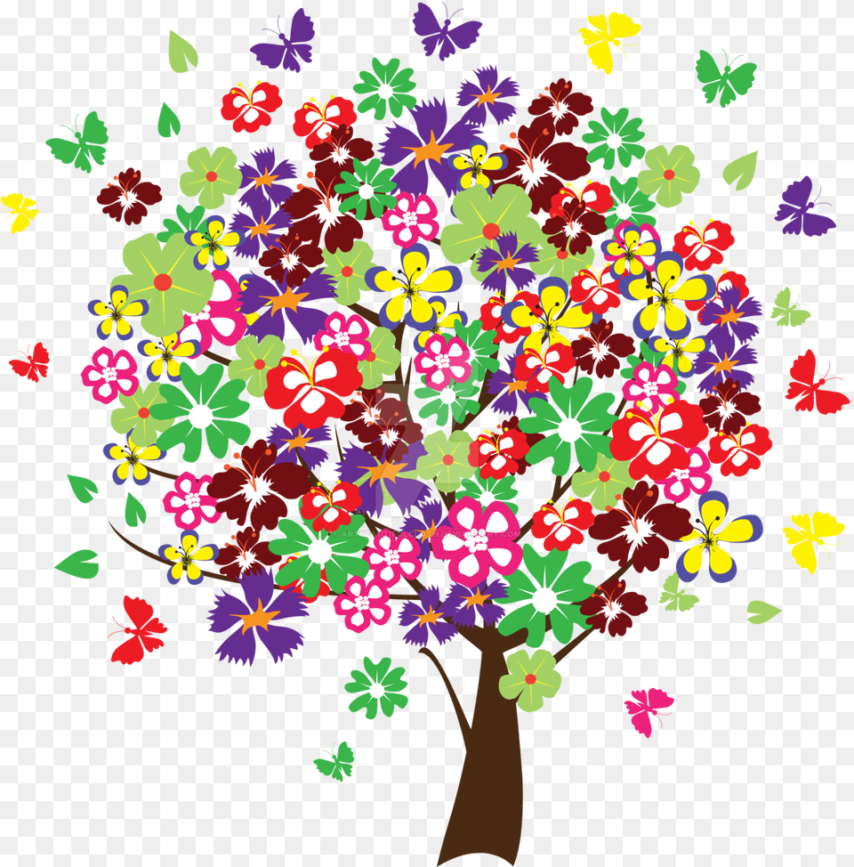Clipart Of Colorful Tree Colorful Tree Vector, Art, Floral Design, Graphics, Pattern Free Transparent Png