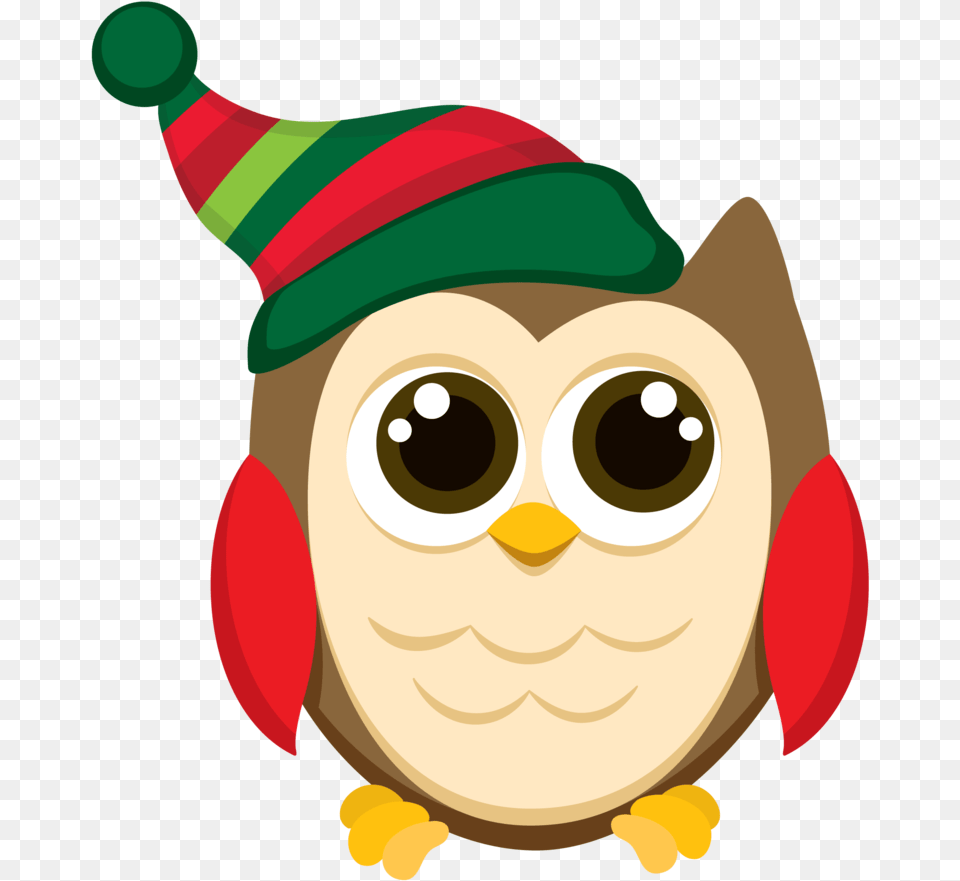 Clipart Of December Asin And Owls January Christmas Owl Cool Christmas Elf Clipart, Hat, Clothing, Cap, Person Free Png Download