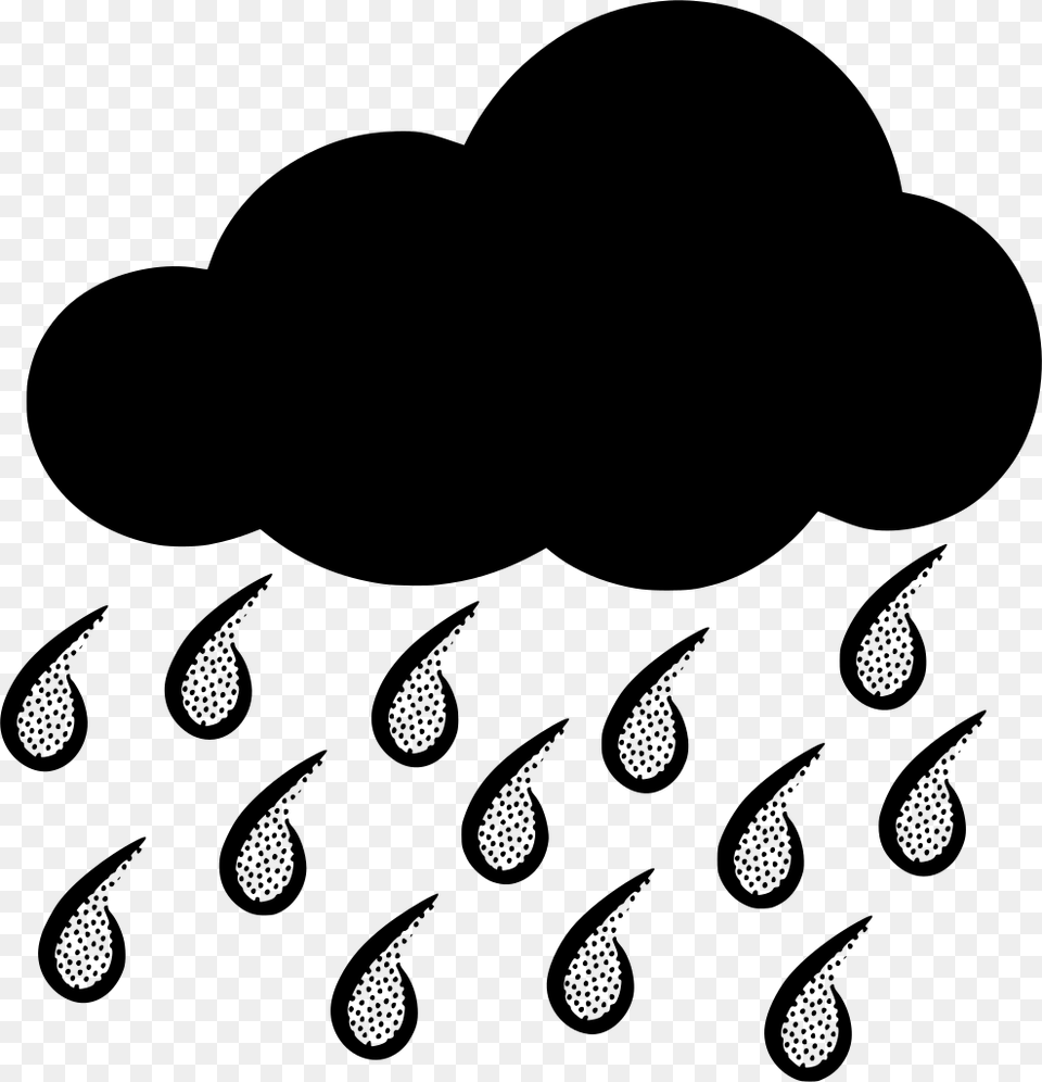 Clipart Of Rainy Weather Black And White, Gray Free Transparent Png