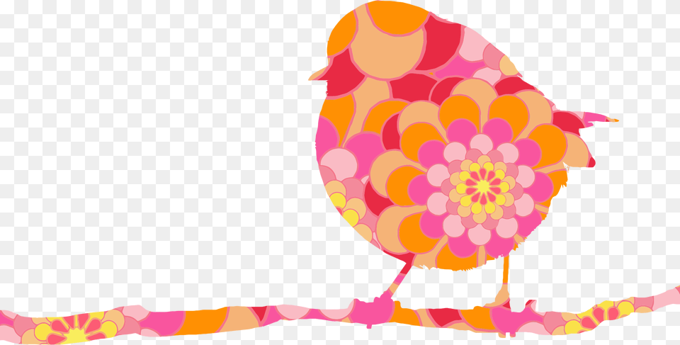 Clipart Orange Und Rosa Blumen Grukarte, Animal, Bird, Finch, Flower Png Image