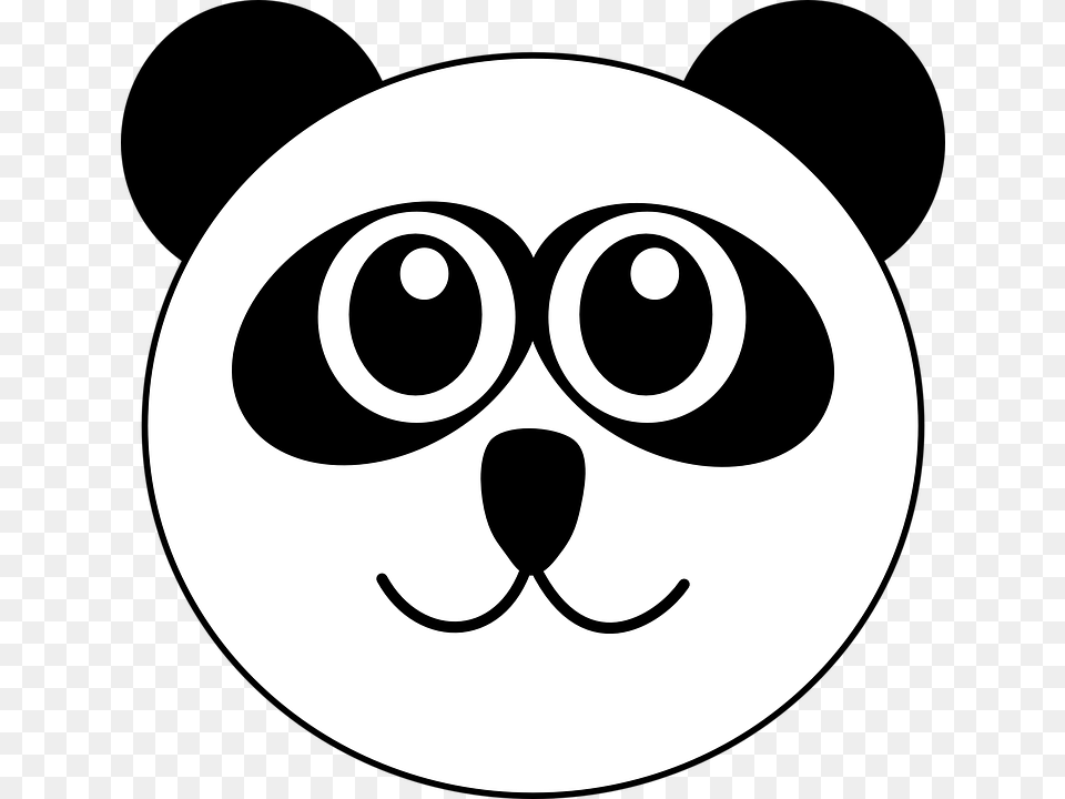 Clipart Panda Head, Stencil, Disk, Logo, Symbol Free Png Download
