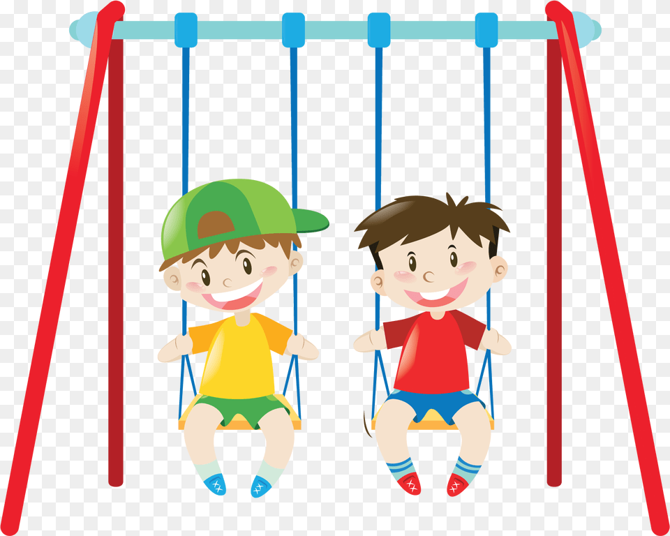 Clipart Park Swing Set Boys On Swings Clipart, Toy, Baby, Person, Face Free Png Download
