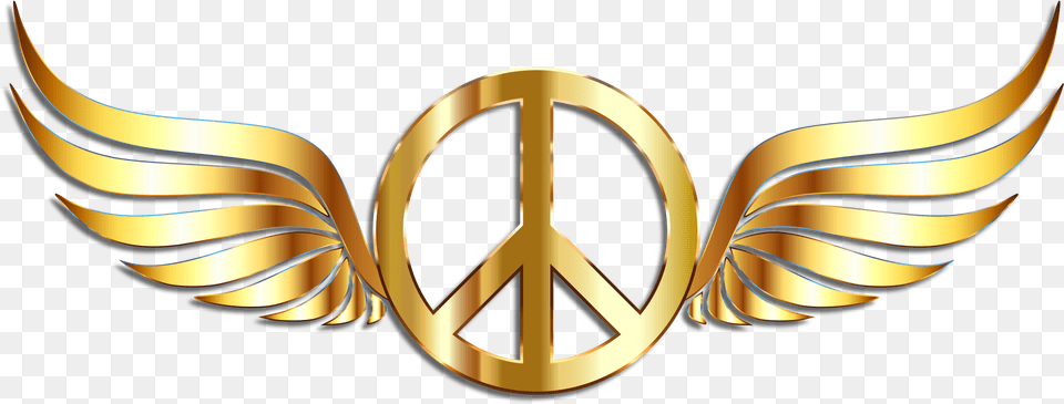 Clipart Peace Sign In Gold, Emblem, Symbol, Logo Png