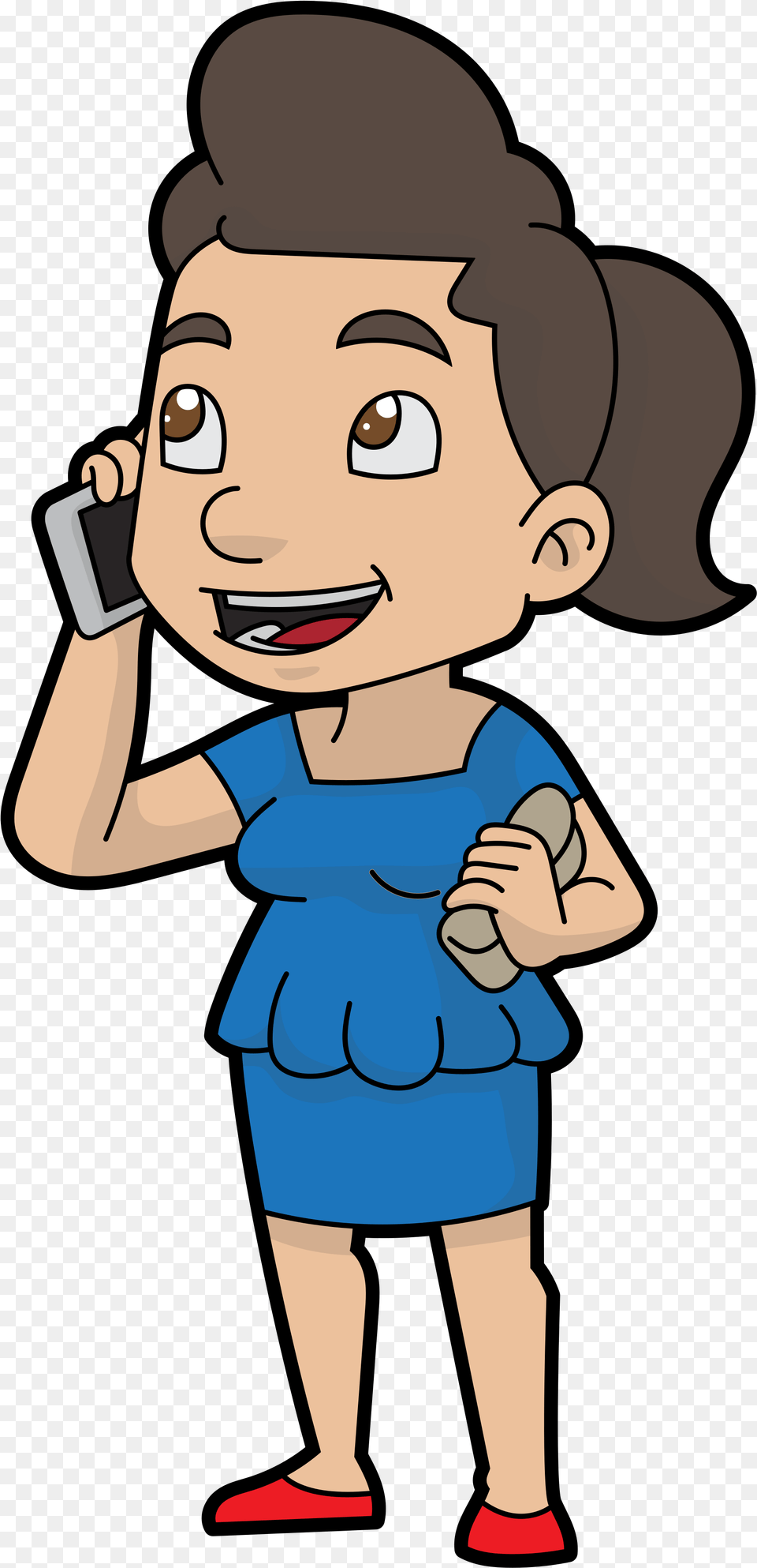 Clipart People Phone Chatting On Phone Cartoon, Baby, Person, Face, Head Free Png