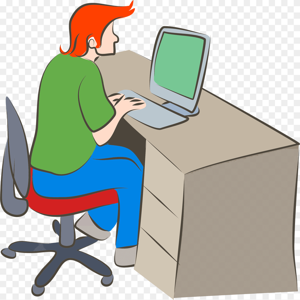 Clipart People Sitting Around Computer Clip Art Images, Pc, Electronics, Person, Table Free Png