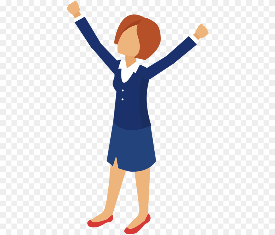 Clipart Person Business Woman Woman Hands Up Cartoon, Clothing, Hat Png