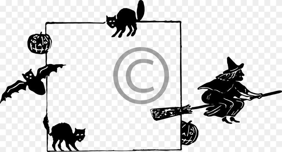Clipart Picture Frame Halloween, People, Person, Animal, Cat Free Png Download