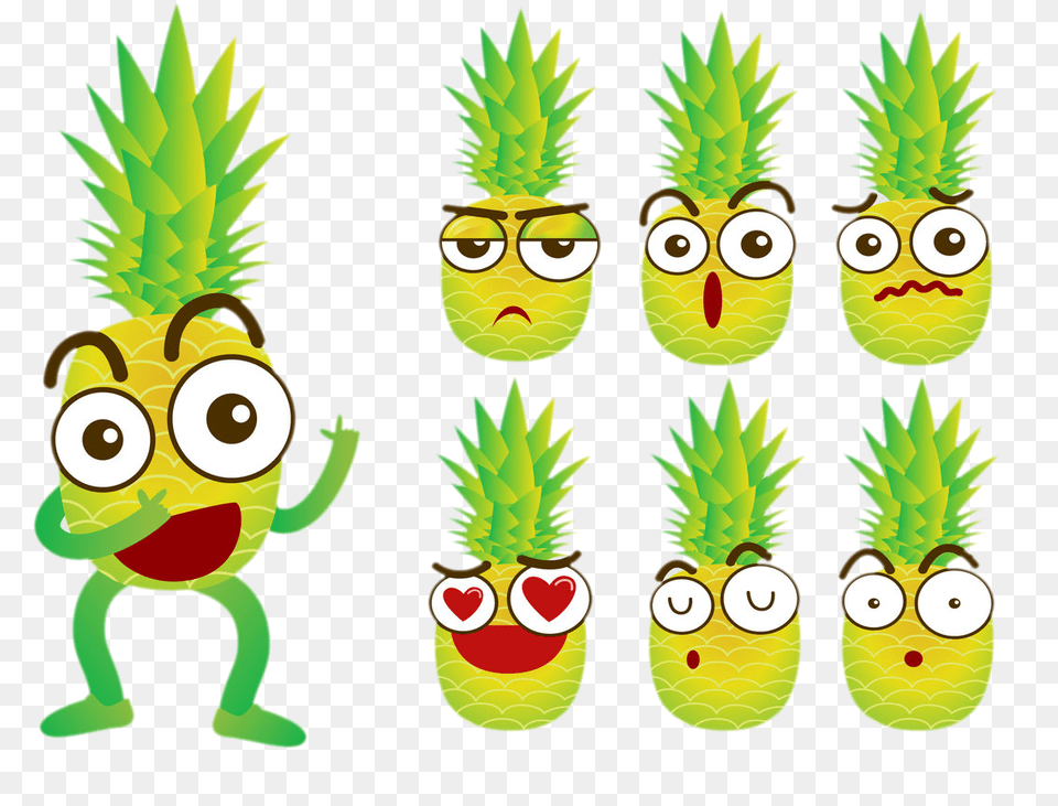 Clipart Pineapple Cartoon Transparent Cartoon, Produce, Plant, Food, Fruit Png Image