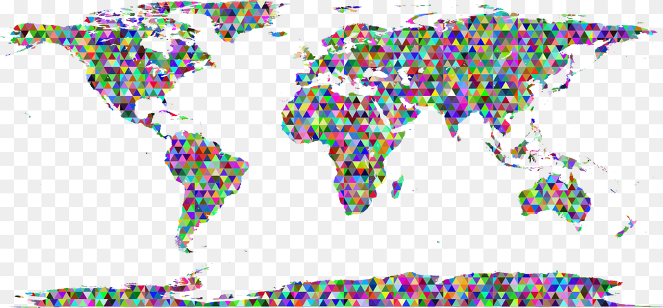 Clipart Prismatic Triangularized World Map World Map Equirectangular Projection, Art, Person, Animal, Dinosaur Free Png Download