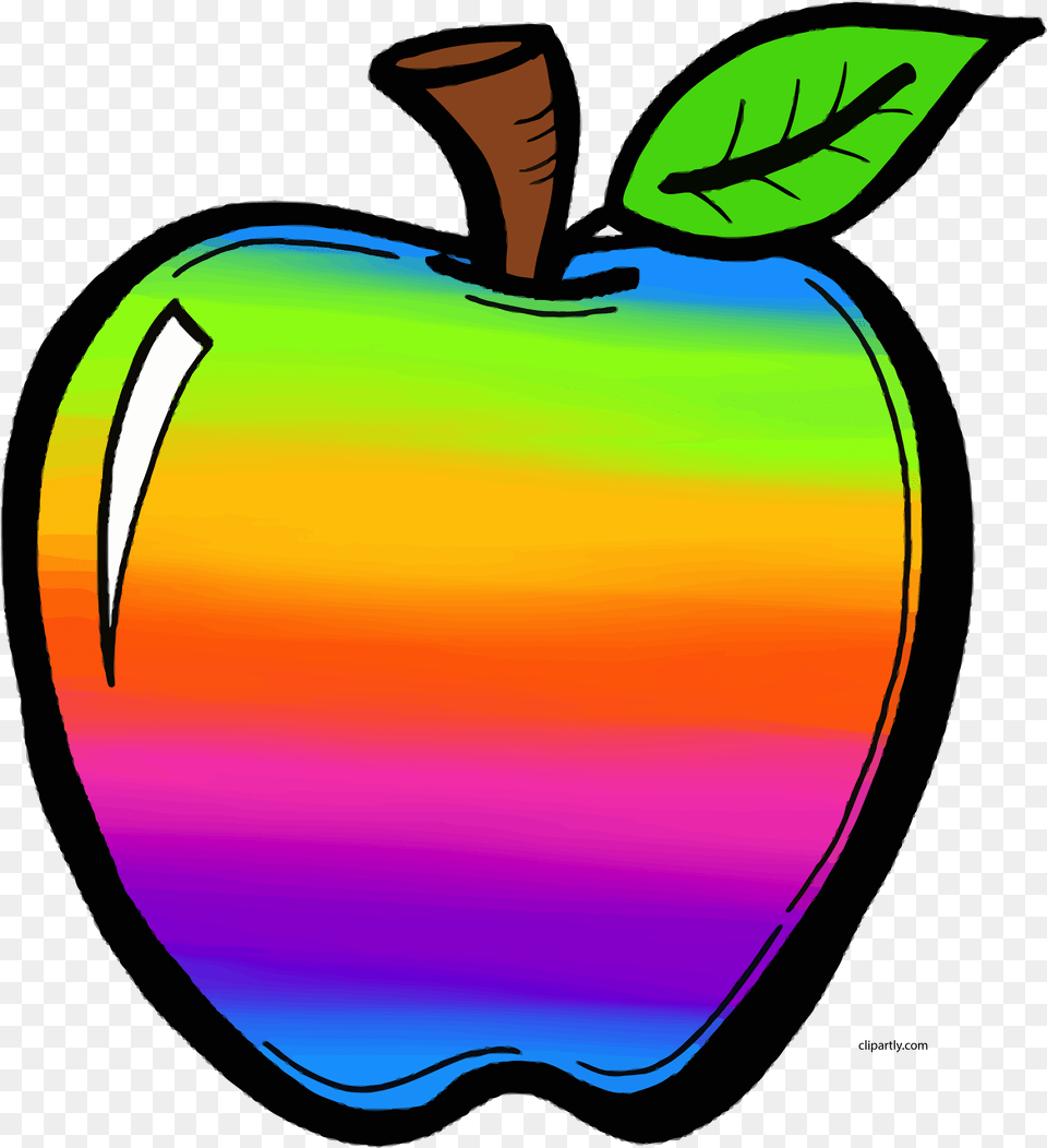 Clipart Rainbow Apple Clipart, Food, Fruit, Plant, Produce Free Png Download