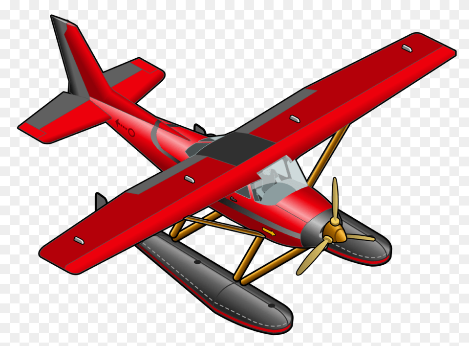 Clipart Red Airplane, Aircraft, Transportation, Vehicle, Seaplane Png Image